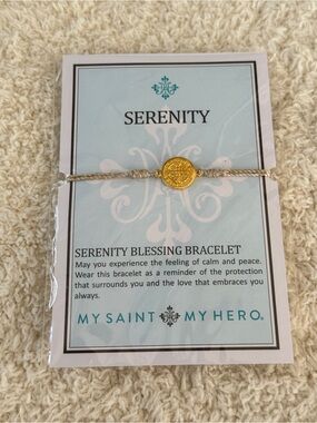 My Saint My Hero Serenity Blessing Bracelet Gold Plated Benedictine Medal NWT